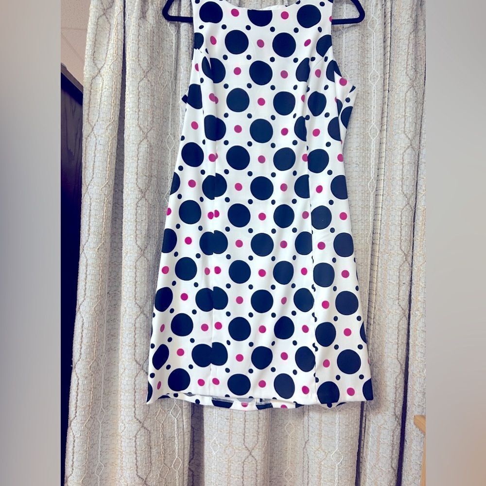 🛍️ AGB ladies 14 white black pink dot dress